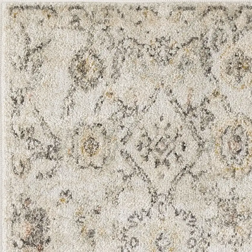 Gray Ivory And Yellow Floral Distressed Area Rug Photo 7