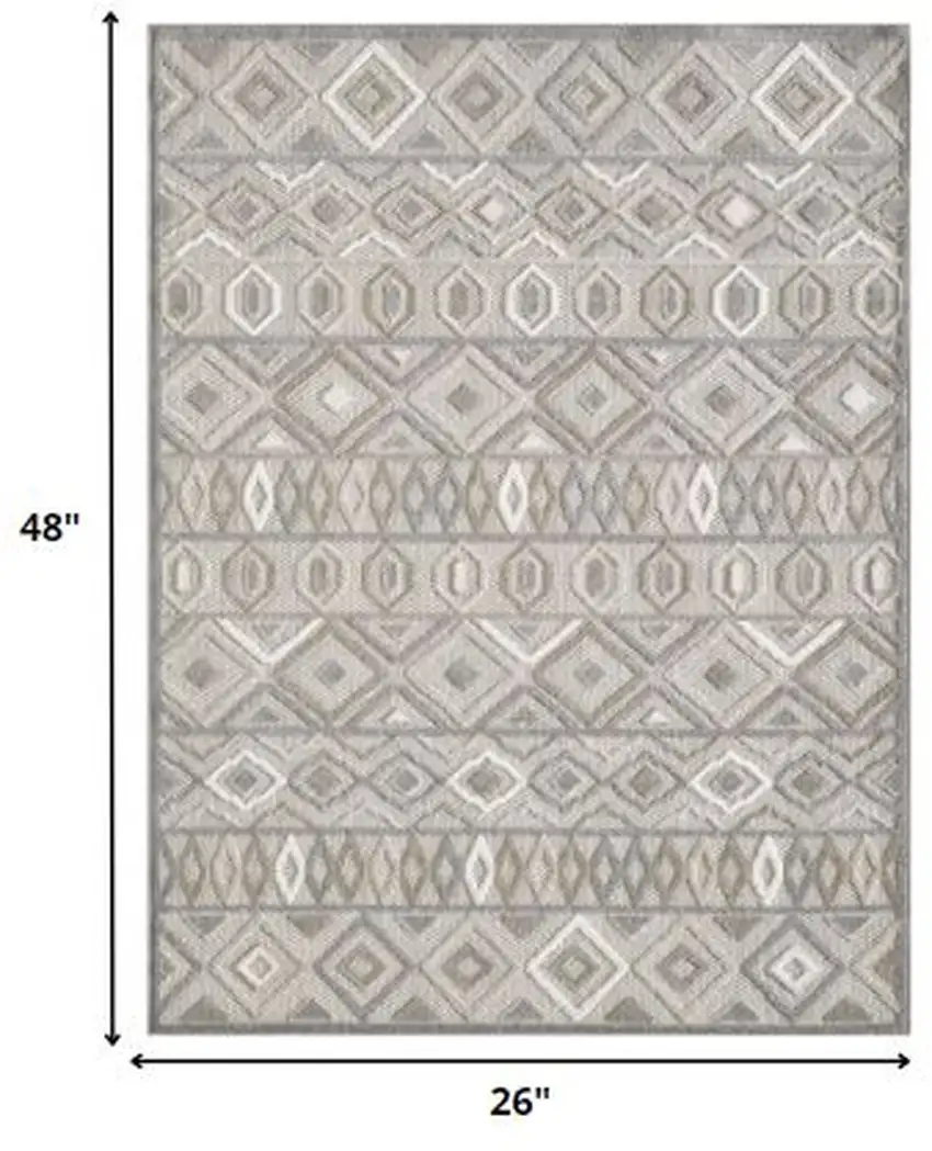 Gray Ivory Aztec Pattern Indoor Outdoor Area Rug Photo 3