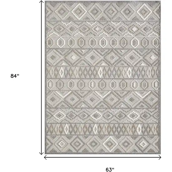 Gray And Ivory Southwestern Stain Resistant Indoor Outdoor Area Rug Photo 8