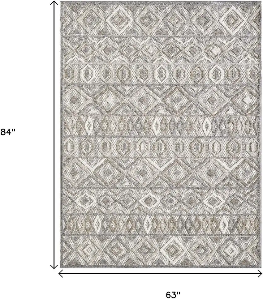 Gray And Ivory Southwestern Stain Resistant Indoor Outdoor Area Rug Photo 8