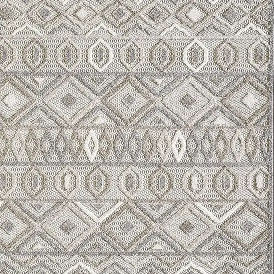 Gray And Ivory Southwestern Stain Resistant Indoor Outdoor Area Rug Photo 3