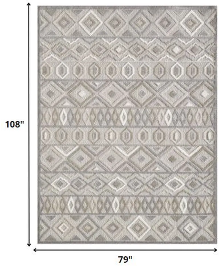 Gray Ivory Aztec Pattern Indoor Outdoor Area Rug Photo 4
