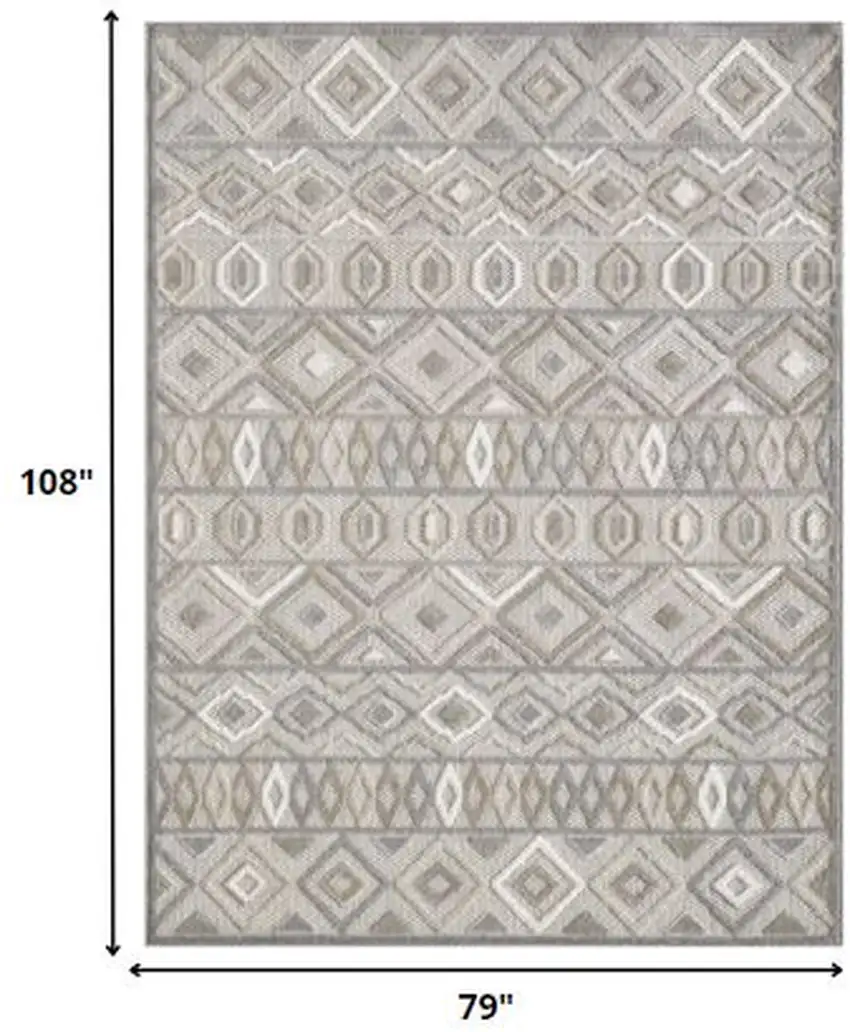 Gray Ivory Aztec Pattern Indoor Outdoor Area Rug Photo 4