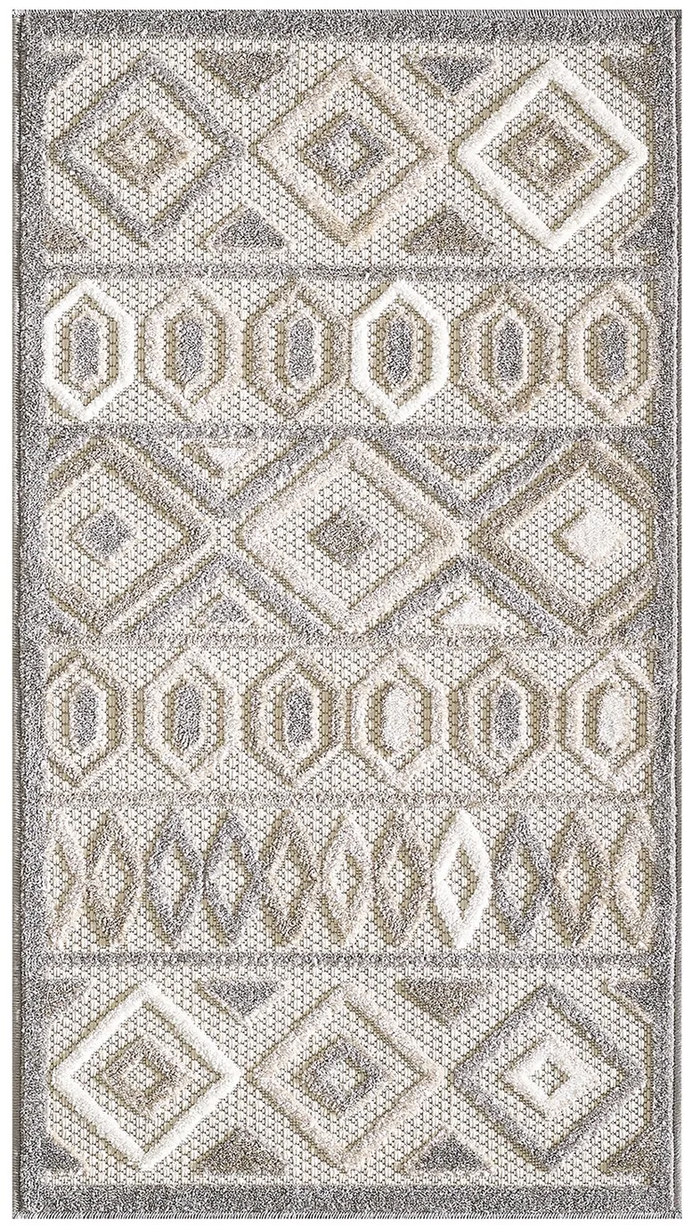 Gray Ivory Aztec Pattern Indoor Outdoor Area Rug Photo 2