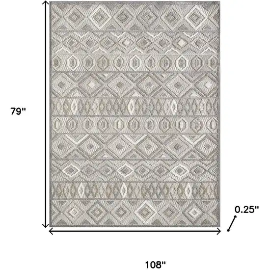 Gray And Ivory Southwestern Stain Resistant Indoor Outdoor Area Rug Photo 6