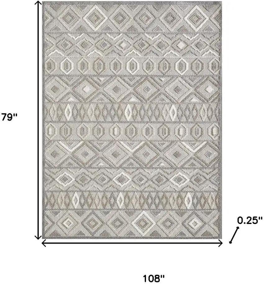 Gray And Ivory Southwestern Stain Resistant Indoor Outdoor Area Rug Photo 6