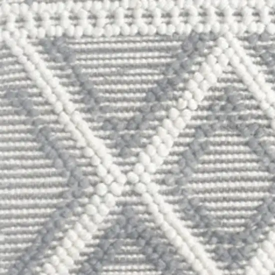 Gray and Ivory Geometric Handmade Area Rug Photo 6