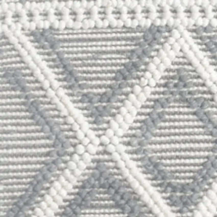 Gray and Ivory Geometric Handmade Area Rug Photo 6