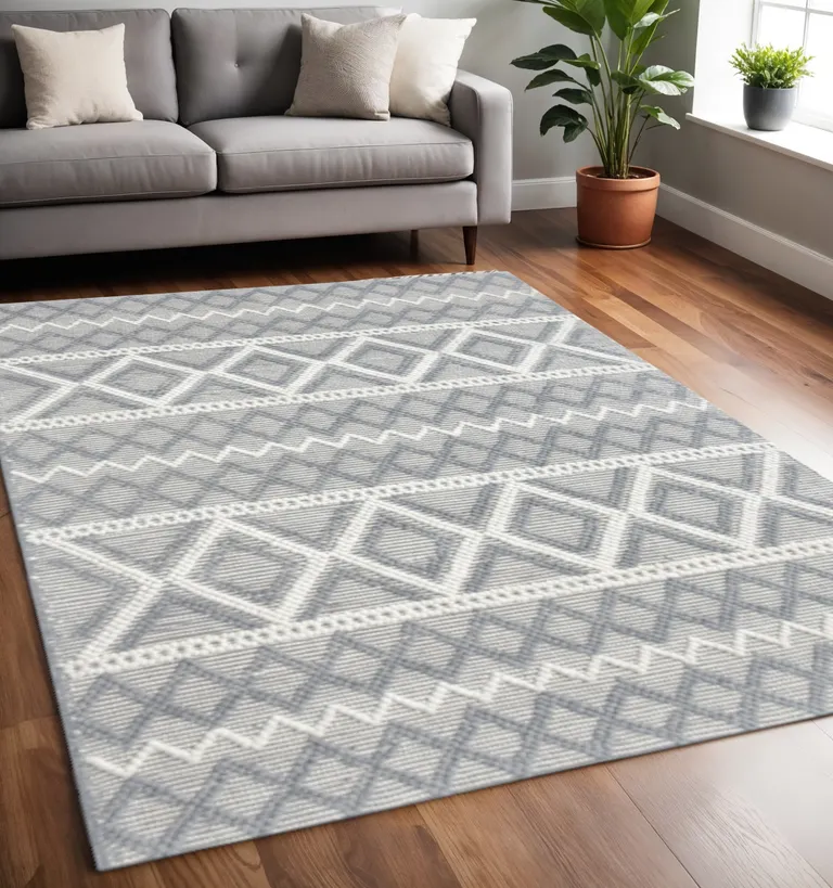 Gray Ivory Diamonds Boho Chic Area Rug Photo 5