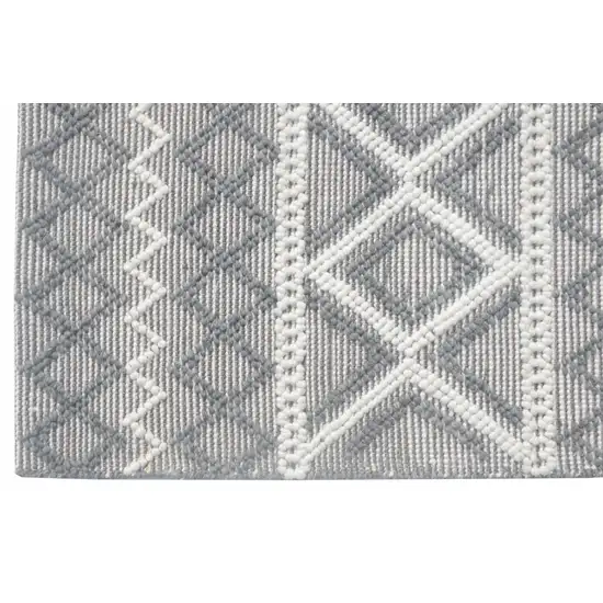 Gray and Ivory Geometric Handmade Area Rug Photo 8