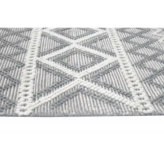 Gray and Ivory Geometric Handmade Area Rug Photo 4