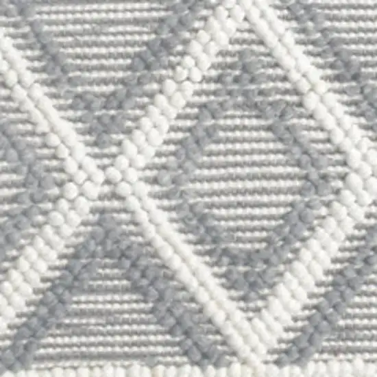 Gray and Ivory Geometric Handmade Area Rug Photo 5