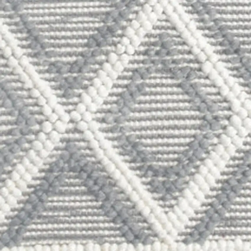 Gray and Ivory Geometric Handmade Area Rug Photo 5