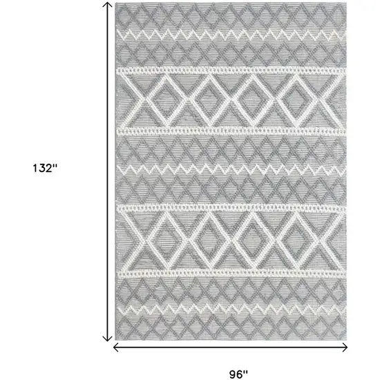Gray and Ivory Geometric Handmade Area Rug Photo 7