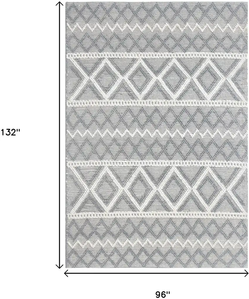 Gray and Ivory Geometric Handmade Area Rug Photo 7