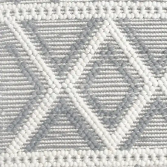 Gray and Ivory Geometric Handmade Area Rug Photo 6