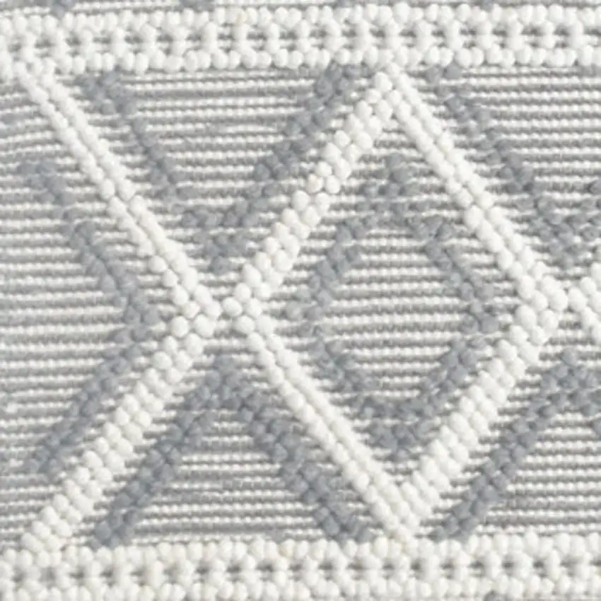 Gray and Ivory Geometric Handmade Area Rug Photo 6