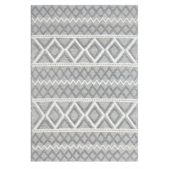 Gray and Ivory Geometric Handmade Area Rug Photo 1