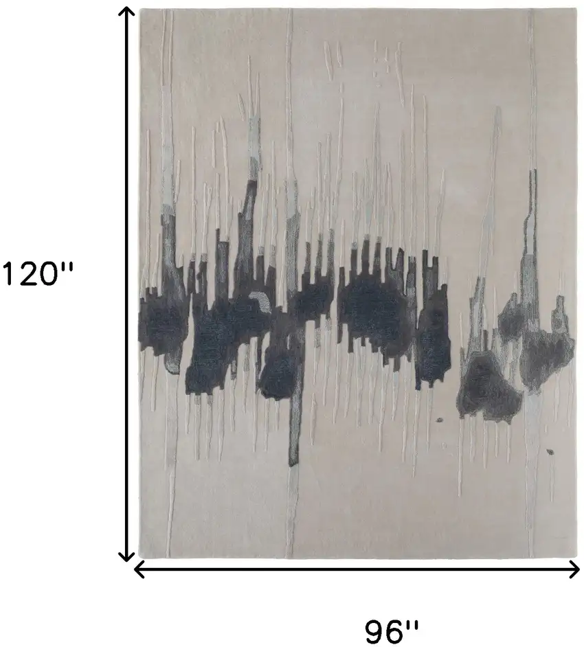 Gray Ivory and Blue Abstract Hand Tufted Area Rug Photo 3
