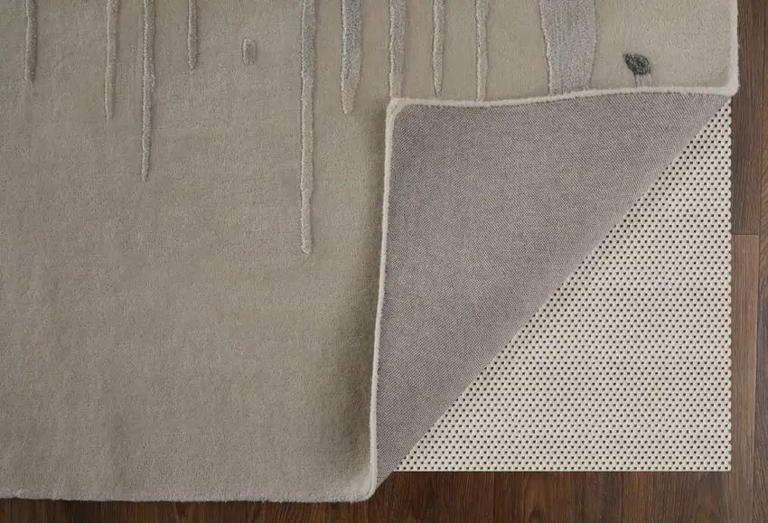 Gray Ivory and Blue Abstract Hand Tufted Area Rug Photo 5