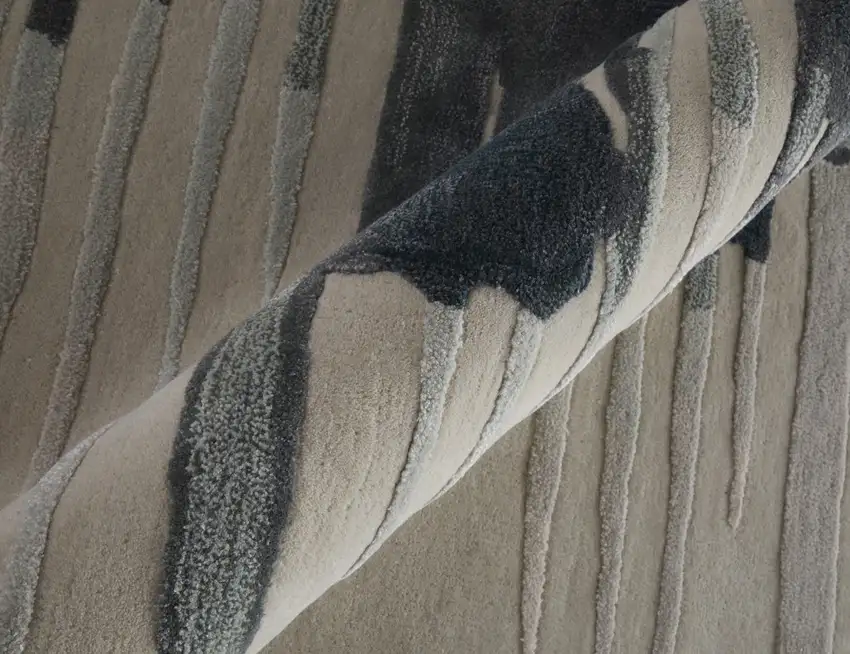 Gray Ivory and Blue Abstract Hand Tufted Area Rug Photo 8