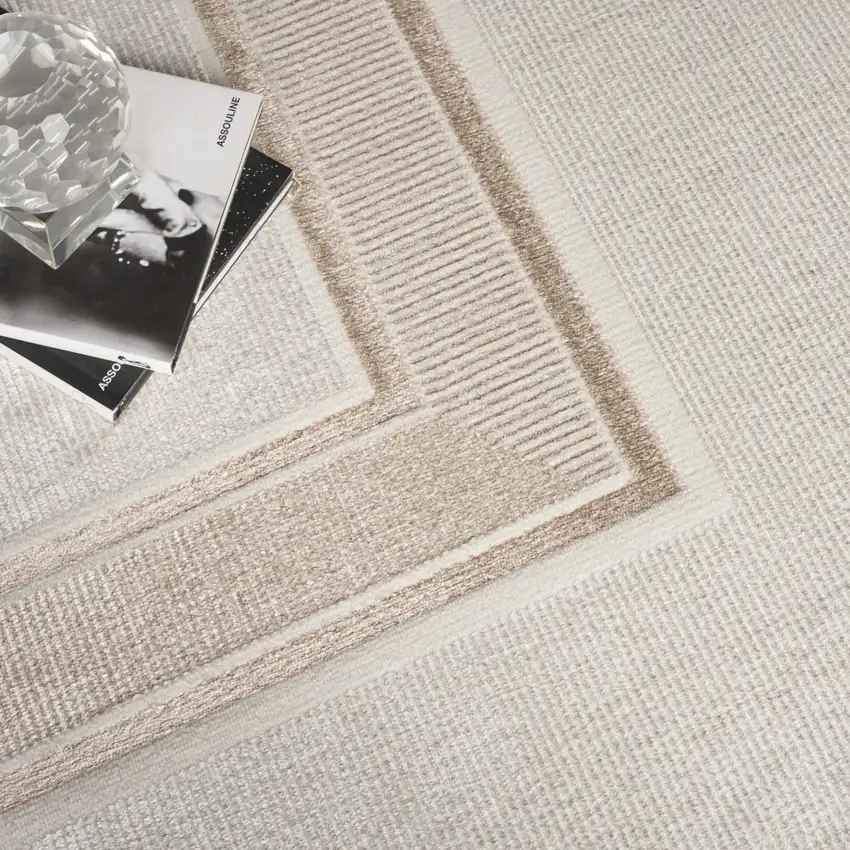 Gray Ivory and Cream Geometric Non Skid Area Rug Photo 7