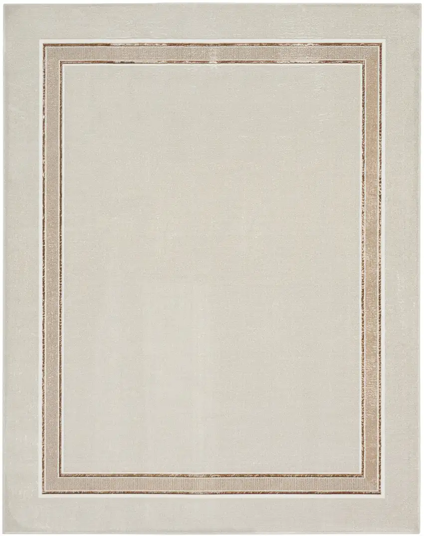 Gray Ivory and Cream Geometric Non Skid Area Rug Photo 1