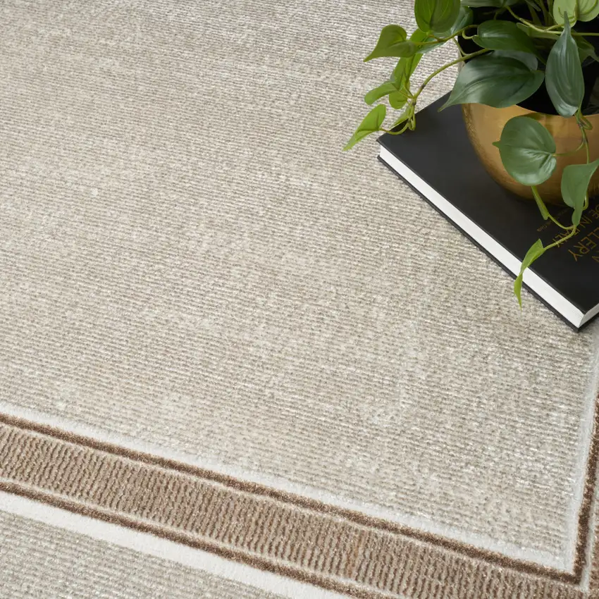 Gray Ivory and Cream Geometric Non Skid Area Rug Photo 4