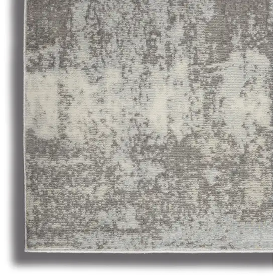 Gray Ivory and Light Blue Abstract Non Skid Area Rug Photo 7