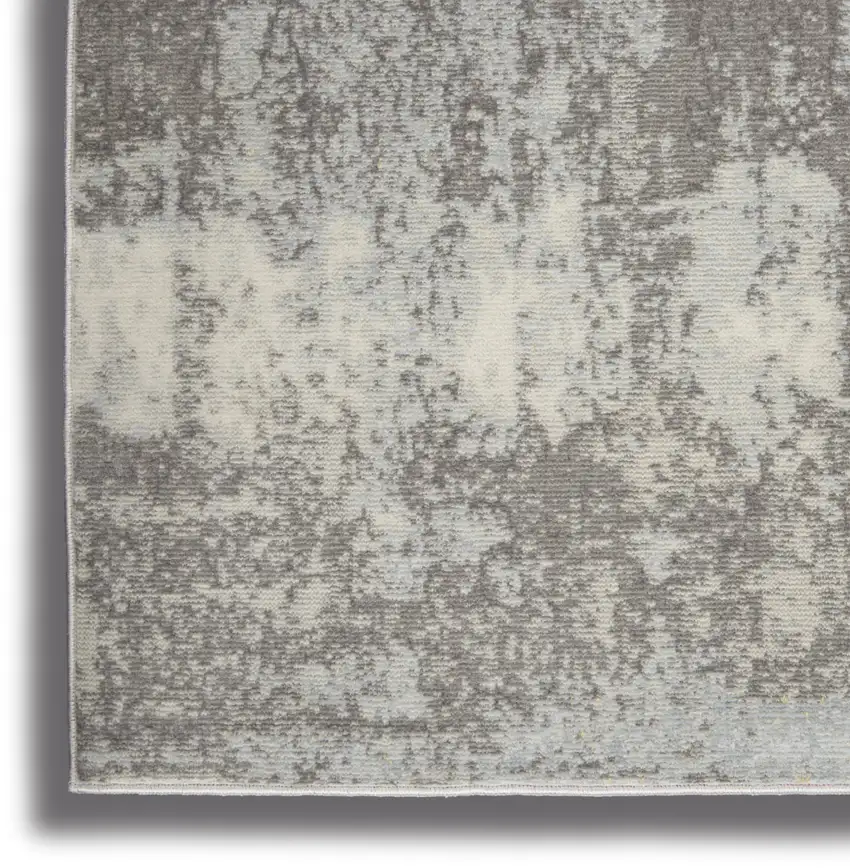 Gray Ivory and Light Blue Abstract Non Skid Area Rug Photo 7