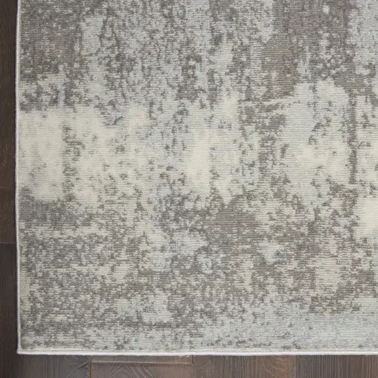 Gray Ivory and Light Blue Abstract Non Skid Area Rug Photo 9