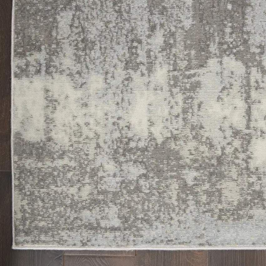 Gray Ivory and Light Blue Abstract Non Skid Area Rug Photo 9