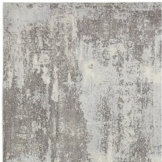Gray Ivory and Light Blue Abstract Non Skid Area Rug Photo 5