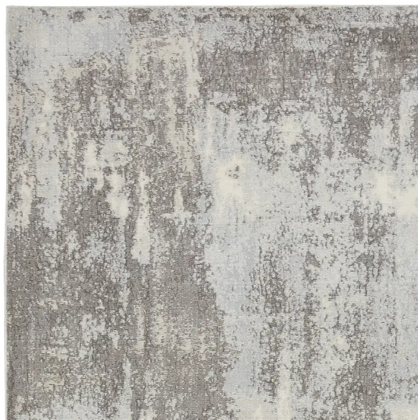 Gray Ivory and Light Blue Abstract Non Skid Area Rug Photo 5