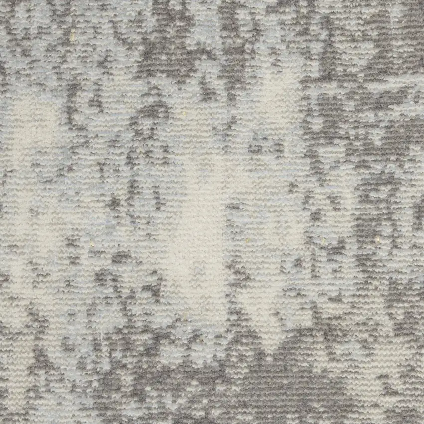 Gray Ivory and Light Blue Abstract Non Skid Area Rug Photo 9