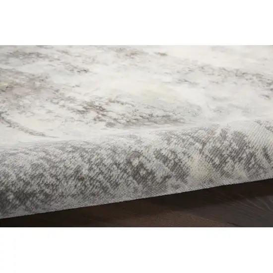 Gray Ivory and Light Blue Abstract Non Skid Area Rug Photo 6