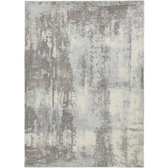 Gray Ivory and Light Blue Abstract Non Skid Area Rug Photo 1