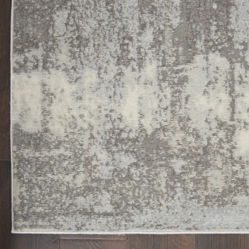 Gray Ivory and Light Blue Abstract Non Skid Area Rug Photo 4
