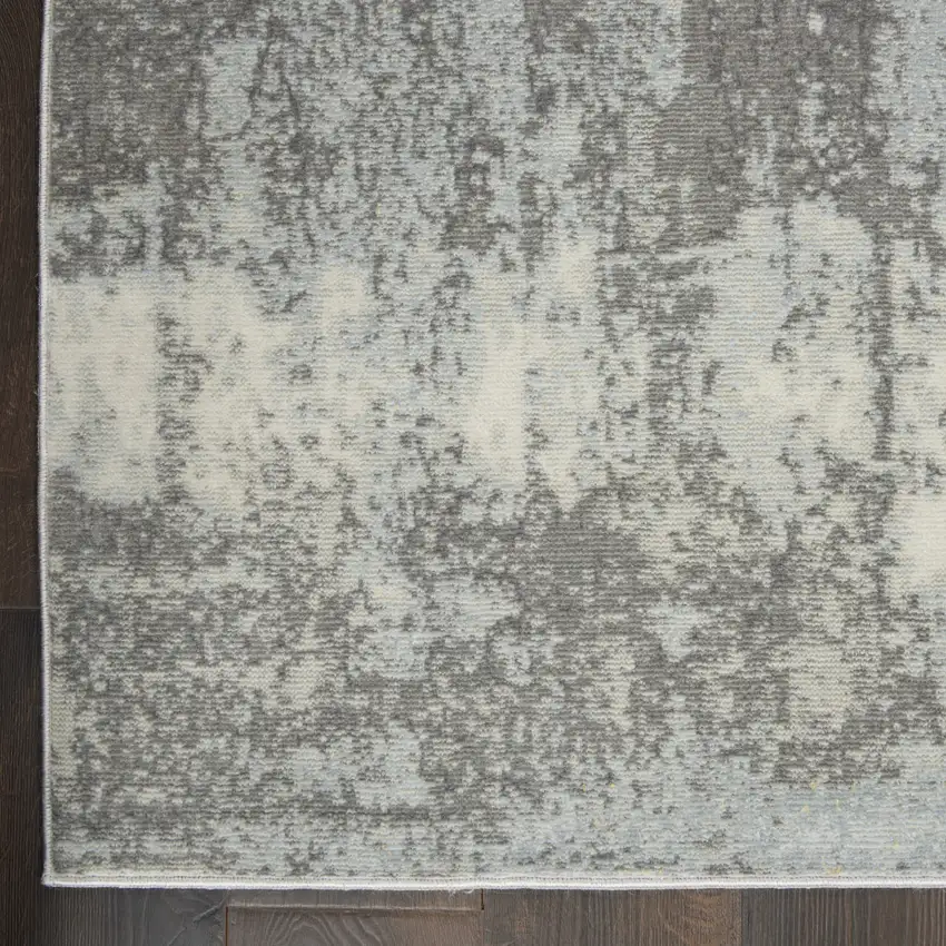 Gray Ivory and Light Blue Abstract Non Skid Area Rug Photo 4