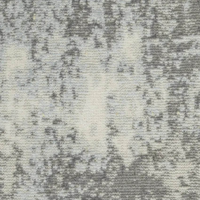 Gray Ivory and Light Blue Abstract Non Skid Area Rug Photo 9