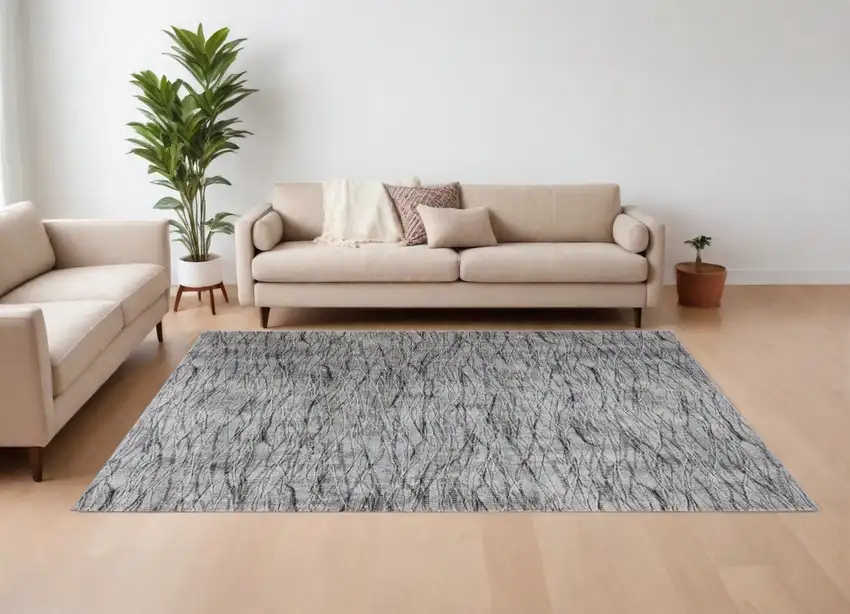 Gray Ivory and Tan Abstract Power Loom Area Rug Photo 1