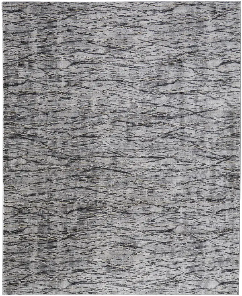 Gray Ivory and Tan Abstract Power Loom Area Rug Photo 2
