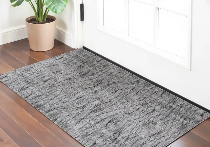 Gray Ivory and Tan Abstract Power Loom Area Rug Photo 1