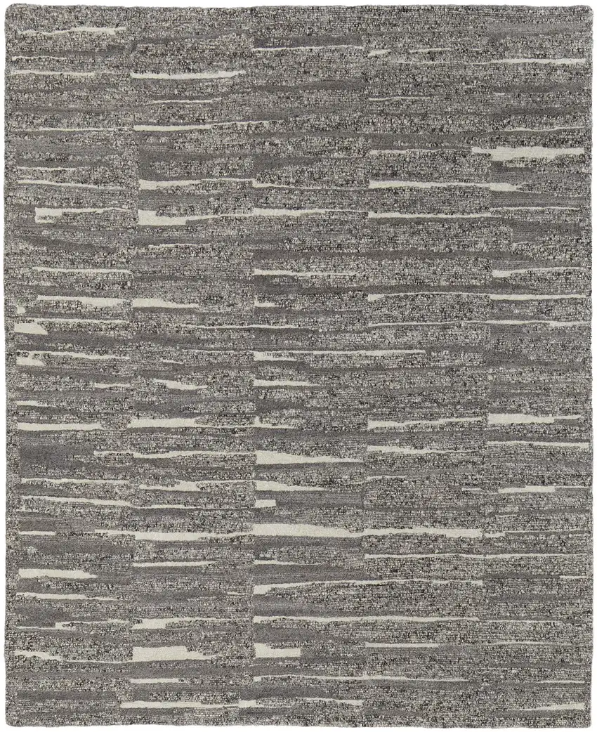 Gray Ivory and Taupe Abstract Hand Woven Area Rug Photo 5