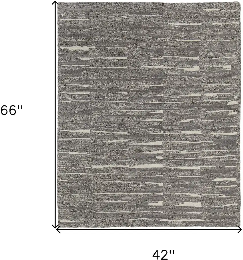 Gray Ivory and Taupe Abstract Hand Woven Area Rug Photo 3