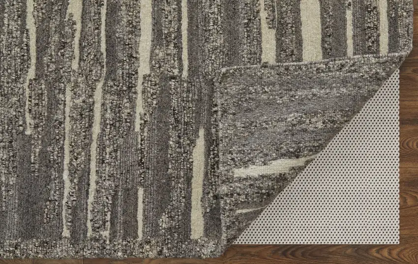 Gray Ivory and Taupe Abstract Hand Woven Area Rug Photo 7