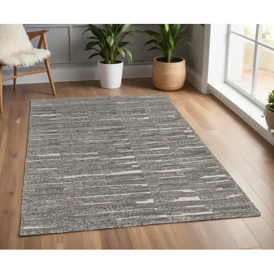 Gray Ivory and Taupe Abstract Hand Woven Area Rug Photo 1