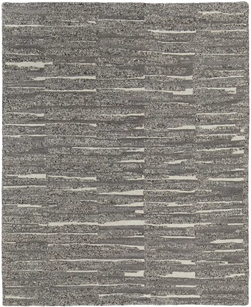 Gray Ivory and Taupe Abstract Hand Woven Area Rug Photo 4