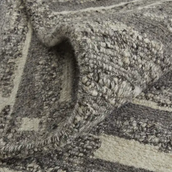Gray Ivory and Taupe Abstract Hand Woven Area Rug Photo 6