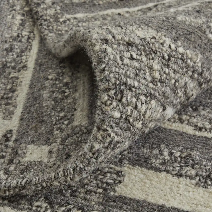 Gray Ivory and Taupe Abstract Hand Woven Area Rug Photo 6